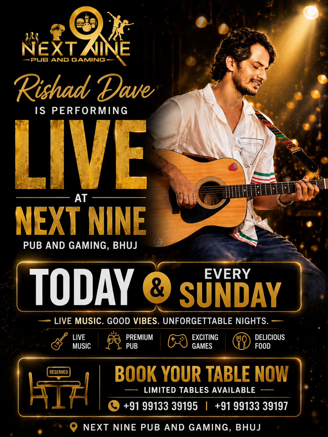 🎸 Rishad Dave LIVE 📍 Next Nine Pub and Gaming 🗓 Every Sunday